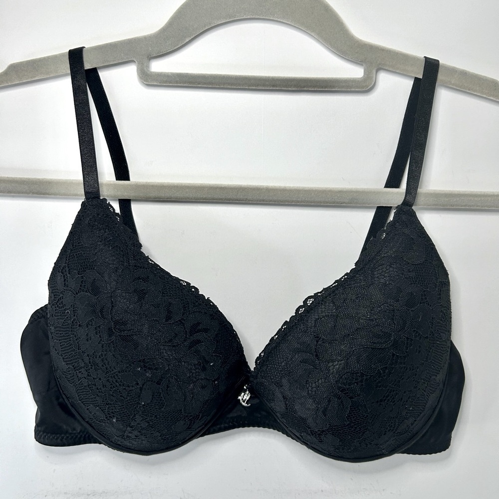 Juicy Couture Black Lace Push Up Adjustable Strap Bra 36C